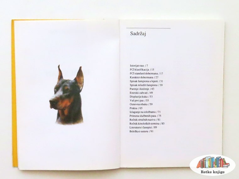 prikaz sadržaja knjige o rasi pasa doberman